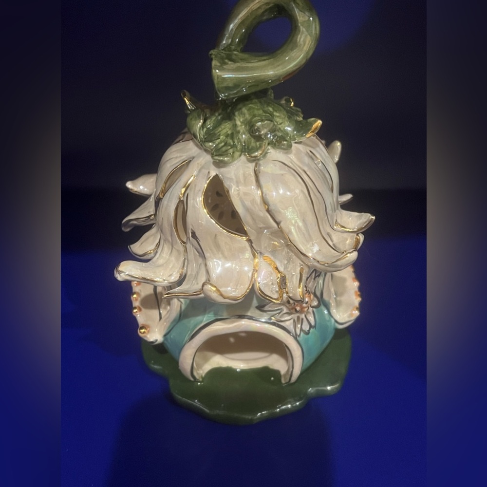 Blue Sky pottery, decorative bird house candle holder